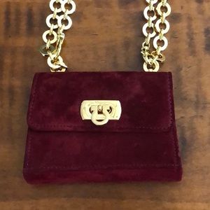Salvatore Ferragamo suede mini chain belt bag